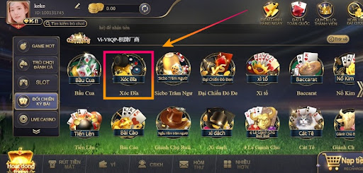 Chọn game chơi là “xóc đĩa”.