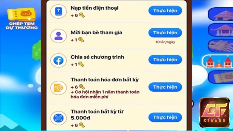 Thực hiện các nhiệm vụ để nhận thêm chìa khoá