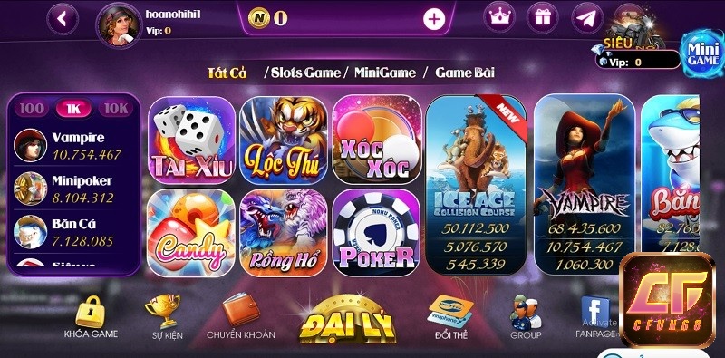 Kho game đa dạng hấp dẫn tại nohu club