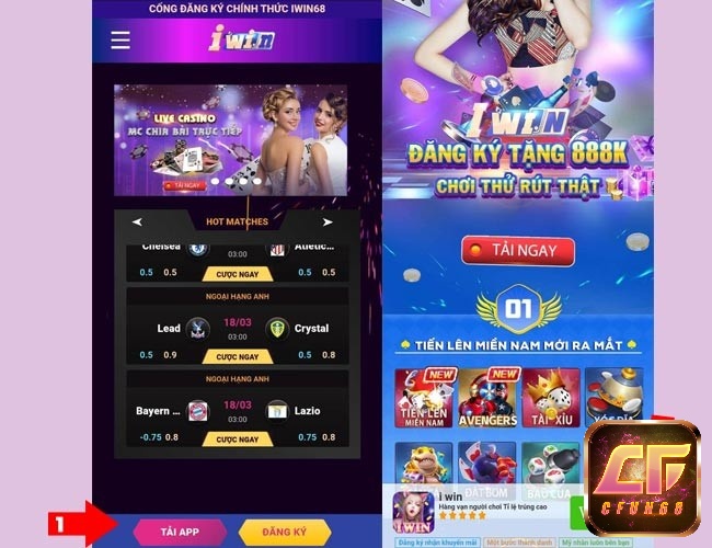 Truy cập vào iwin để tải app