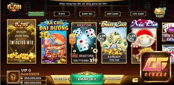 Giao diện cổng game Iwin