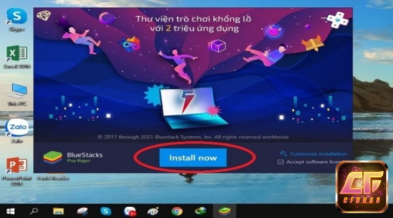 Nếu anh em muốn cai gem Cfun68 bằng giả lập Bluestacks thì phải tải trình này về máy