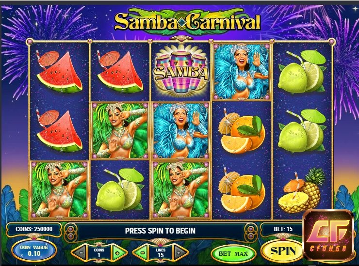 Game CARNIVAL IN RIO có năm cuộn phim và năm mươi hàng thanh toán