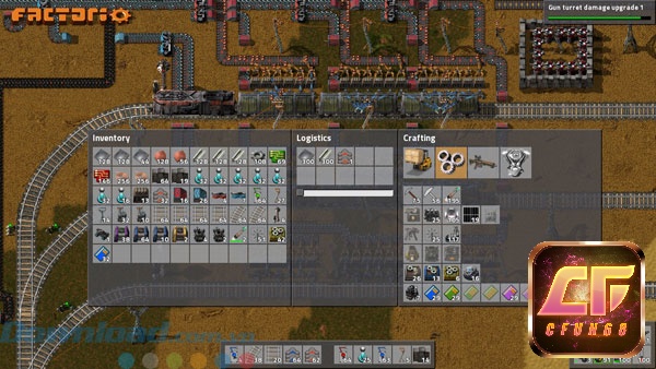 Chế tạo vũ khi trong tựa game Factorio