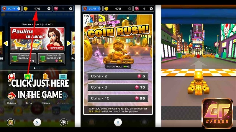 Trong Coin Rush, chỉ cần tập trung vào thu thập tiền vàng trên đường đua