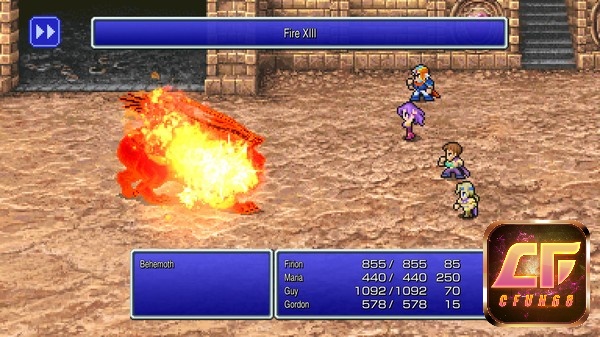 Game Final Fantasy II có lối chơi đối đầu theo lượt với quái vật và kẻ thù